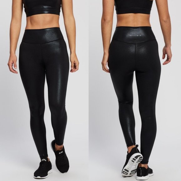 All Fenix Liquid Black Shiny High Rise 7/8 Leggings - Picture 1 of 6